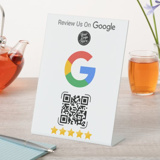 Signe De Table Google Review Business Stand with QR (In SItu)