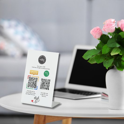 Signe De Table Google Review & Pay QR Code Petites entreprises Bu