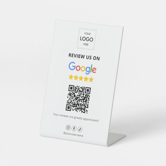 Signe De Table Google Review QR Code (Recto)