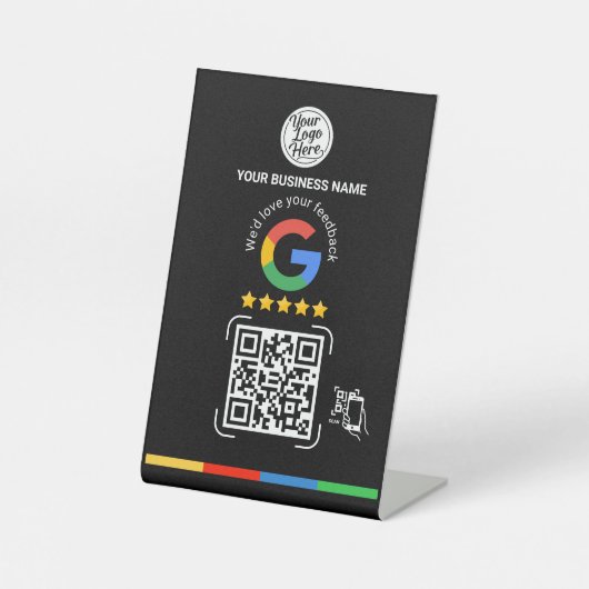 Signe De Table Google Review QR Code Business Name (Recto)