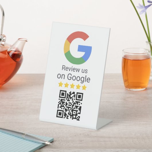 Signe De Table Google Review QR Code Business Tabletop Sign (In SItu)