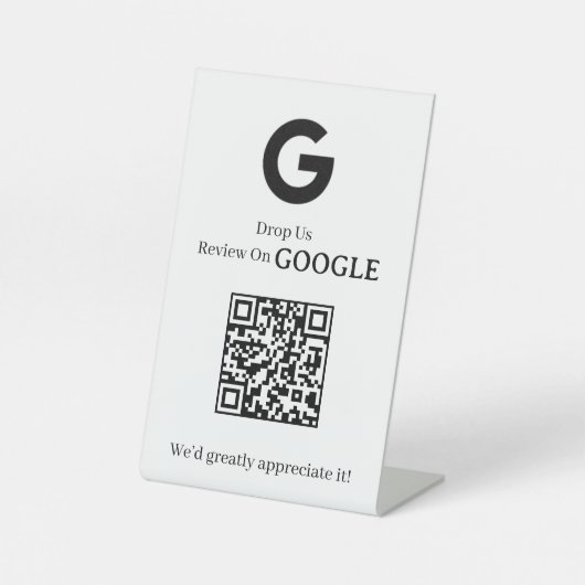 Signe De Table Google Review QR Code | Commentaires professionnel (Recto)