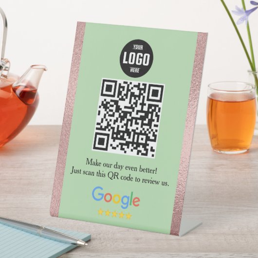 Signe De Table Google Review QR Code Pedestal Sign for Business (In SItu)