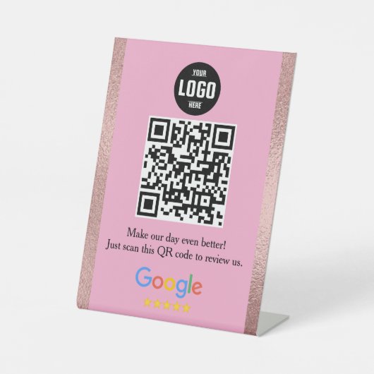 Signe De Table Google Review QR Code Pedestal Sign for Business (Recto)