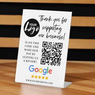 Signe De Table Google Reviews Merci Logo Code QR