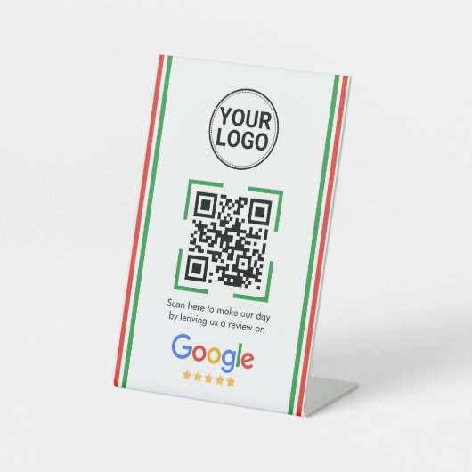 Signe De Table Google Reviews QR Code Custom Logo (Recto)