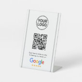 Signe De Table Google Reviews QR Code Elegant Custom Logo (Recto)