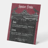 Signe De Table Gothic Black Raven & Roses Burgundy Wedding Drinks (Recto)