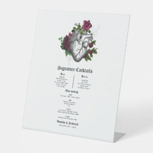 Signe De Table Gothique Bourgogne Floral Heart Mariage Cocktail m