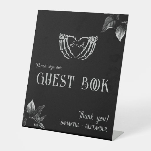 Signe De Table Gothique Coeur Whimsigoth Mariage d'argent Livre d (Recto)