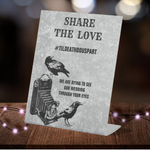 Signe De Table Gothique, mariage vintage Hashtag Partagez l'amour