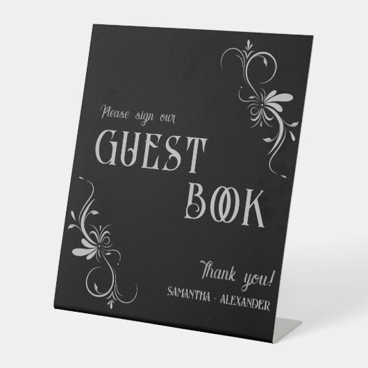 Signe De Table Gothique Silver Grey Whimsigoth Mariage livre d'hô (Recto)