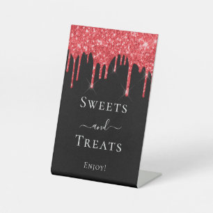 Signe De Table Gouttes de paillettes rouges noires bonbons Friand