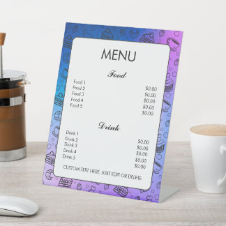 Signe De Table Gradient Blue Cake Pastries Boulangerie Menu Perso