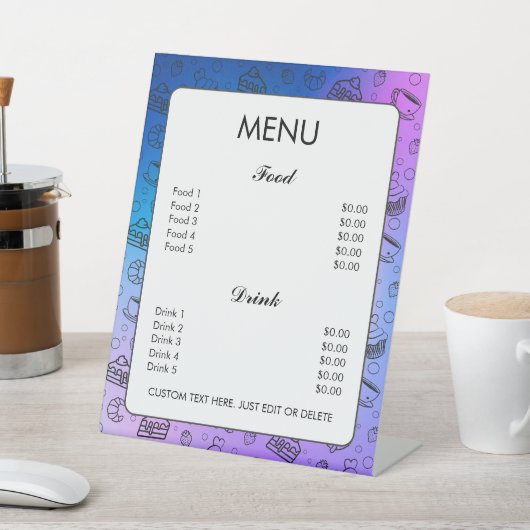 Signe De Table Gradient Blue Cake Pastries Boulangerie Menu Perso (In SItu)