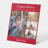 Signe De Table Graduation 2025 Photo Collage Red Graduate Custom (Recto)