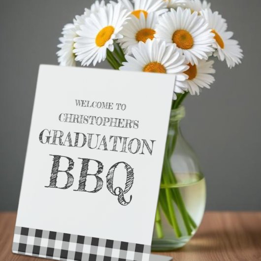 Signe De Table Graduation BBQ Gingham
