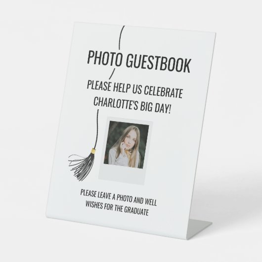 Signe De Table Graduation Cap Tassel Photo Guest Book (Recto)