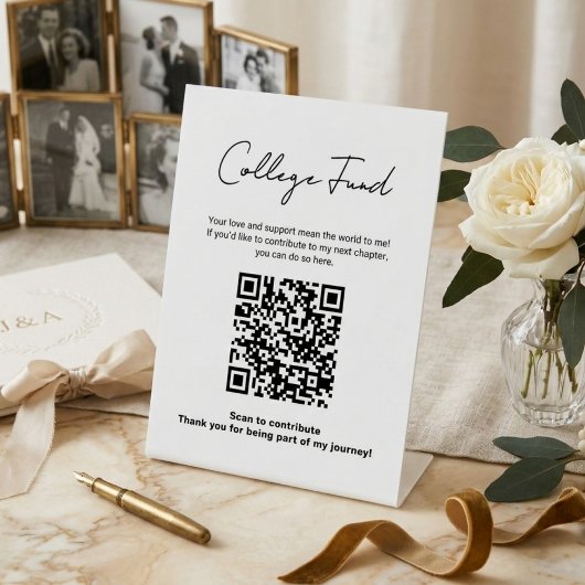 Signe De Table Graduation College Fund QR Code Minimalist