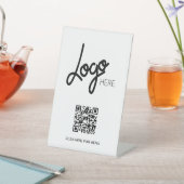 Signe De Table Grand logo QR Code Menu Minimal Blanc (In SItu)