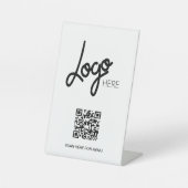 Signe De Table Grand logo QR Code Menu Minimal Blanc (Recto)