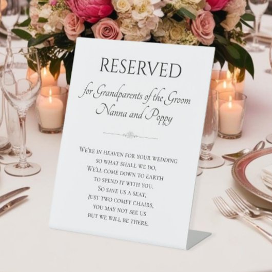 Signe De Table Grand-parents de Groom Memorial dans le ciel Maria