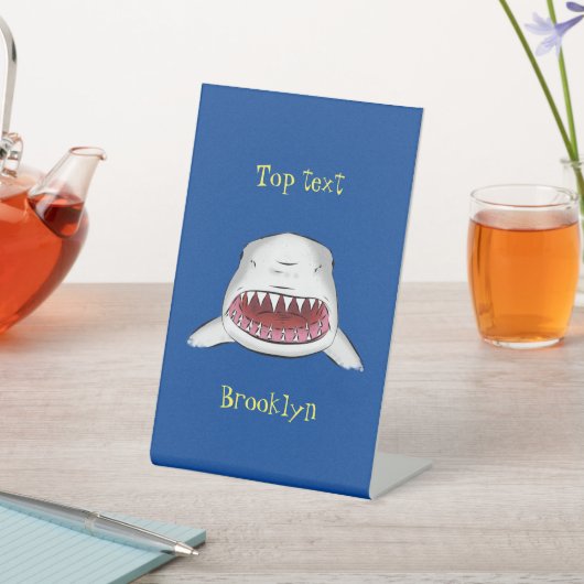 Signe De Table Grand requin blanc moyen dessin animé (In SItu)