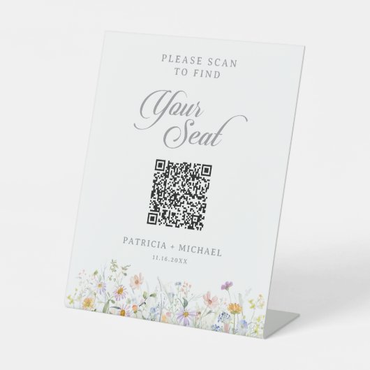 Signe De Table Graphique de placement de sièges QR Code Jardin Fa (Recto)