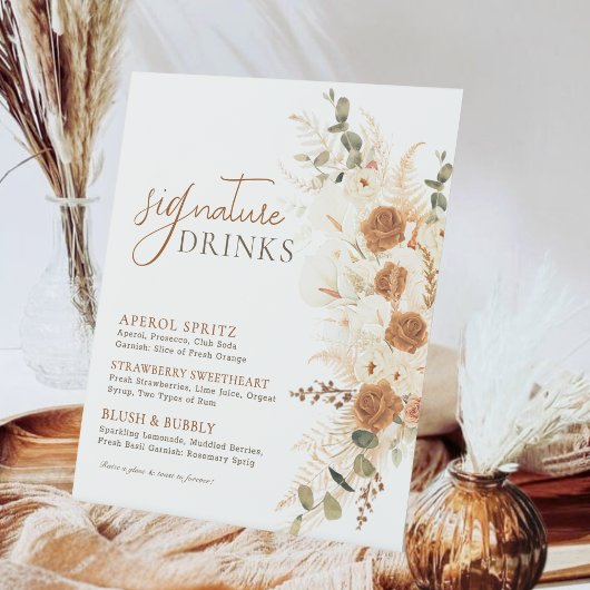 Signe De Table Gras Aquarelle Terracotta Mariage Signature Boisso