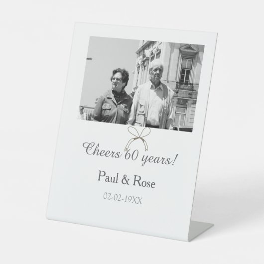 Signe De Table Gray bow cheers to 60 years anniversary wedding  (Recto)