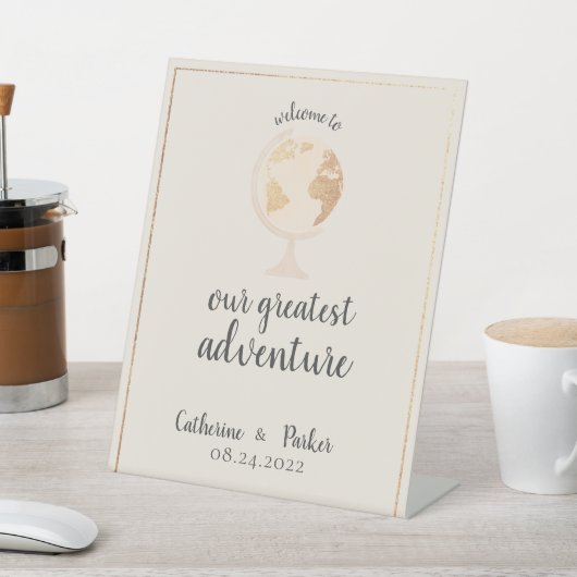 Signe De Table Greatest Adventure World Globe Map Travel Wedding (In SItu)