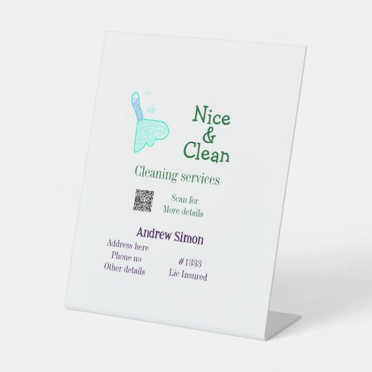Signe De Table Green blue gitter clean mop ajouter le nom adresse (Recto)