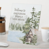 Signe De Table Green Forest Family Lake House Cabine Bienvenue (In SItu)