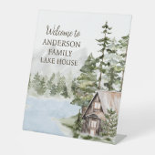 Signe De Table Green Forest Family Lake House Cabine Bienvenue (Recto)
