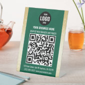 Signe De Table Green & Gold Business QR Code Pedestal Sign (In SItu)