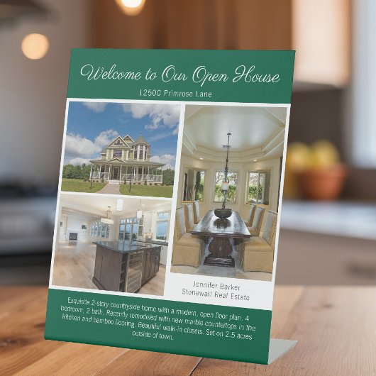 Signe De Table Green Open House Real Estate Listing Photo