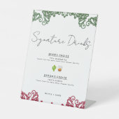Signe De Table Green & Red Lace Fiesta Mariage Signature Boissons (Recto)