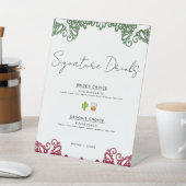 Signe De Table Green & Red Lace Fiesta Mariage Signature Boissons (In SItu)