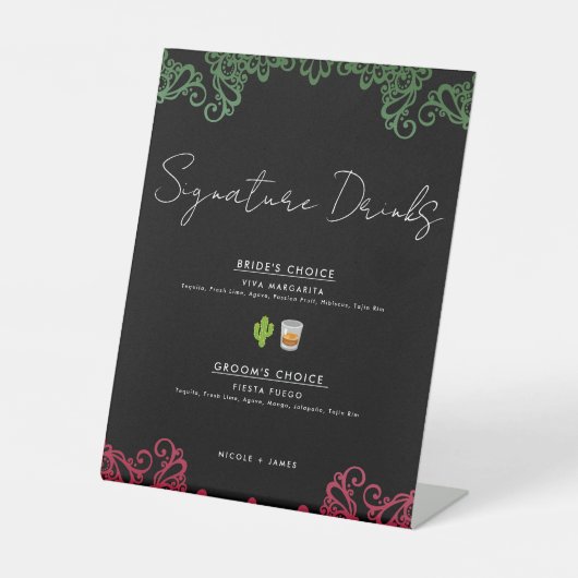Signe De Table Green & Red Lace Fiesta Mariage Signature Boissons (Recto)
