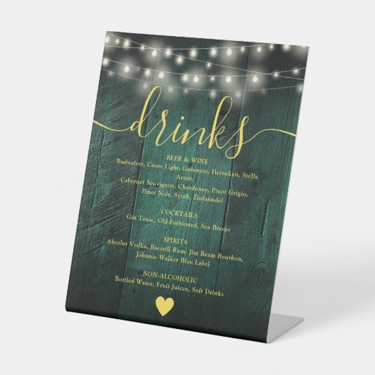 Signe De Table Green Rustic Grange Bois Chaîne Lumières Boissons  (Recto)