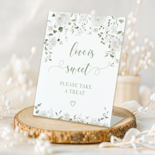 Signe De Table Greenery Floral Love is Sweet Wedding Treat Sign