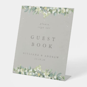 Signe De Table Greige Snowberry+Eucalyptus Mariage livre d'hôtes