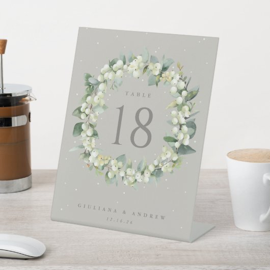 Signe De Table Greige Snowberry+Eucalyptus Mariage Numéro de tabl (In SItu)