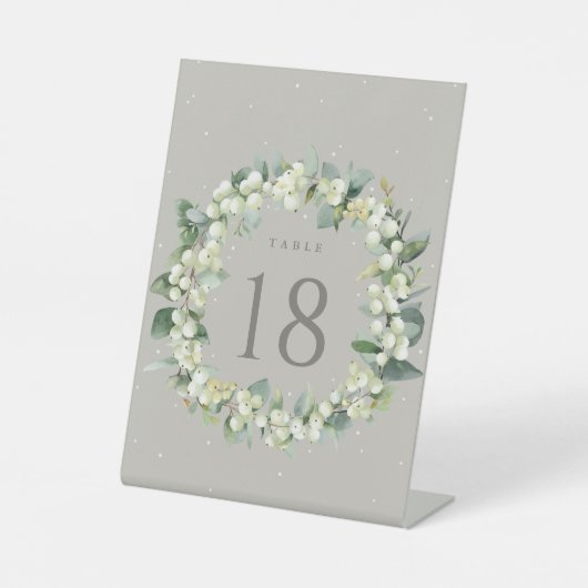 Signe De Table Greige Snowberry+Eucalyptus Mariage Numéro de tabl (Recto)