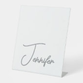 Signe De Table Grey White Modern Minimalist Handwriting Name (Recto)