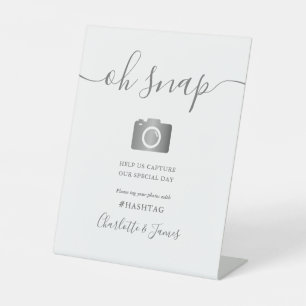 Signe De Table Gris et blanc Signature Script Oh Snap