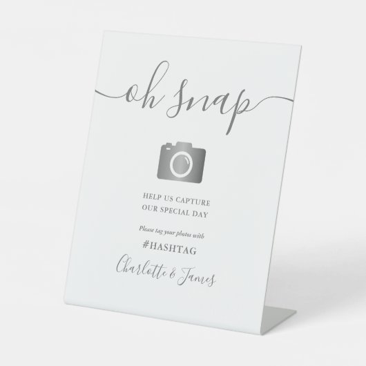 Signe De Table Gris et blanc Signature Script Oh Snap (Recto)