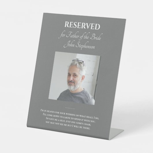 Signe De Table Gris Père de la mariée Photo Poème Mariage commémo (Recto)