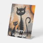 Signe De Table Grosse Chat Petit Chat Halloween (Recto)