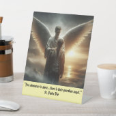 Signe De Table Guardian Angel With Man Pedestal Sign (In SItu)